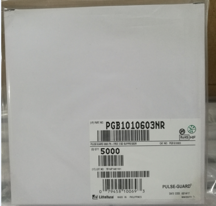 PGB1010603NR 贴片聚合物静电抑制器（Surface Mount Polymeric ESD Suppressors）力特原装，大量现货，量大价优哦！